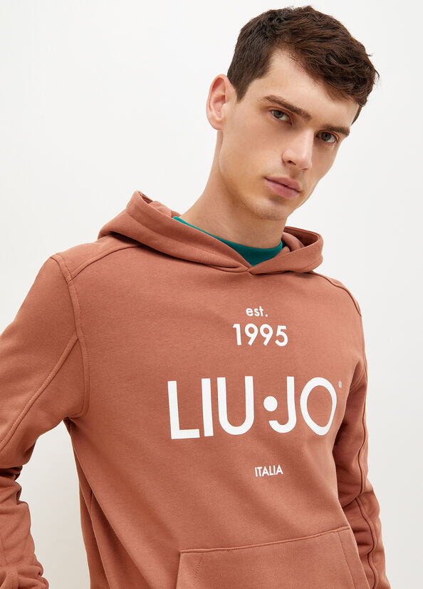 Liu Jo 1995 Logo Hoodie Pullover Herren Braun | PBG-829015