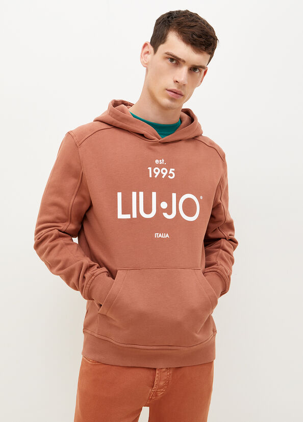 Liu Jo 1995 Logo Hoodie Pullover Herren Braun | PBG-829015