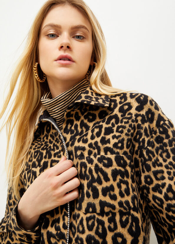 Liu Jo Animal Print Over With Rhinestones Jacke Damen Braun | BHS-412980