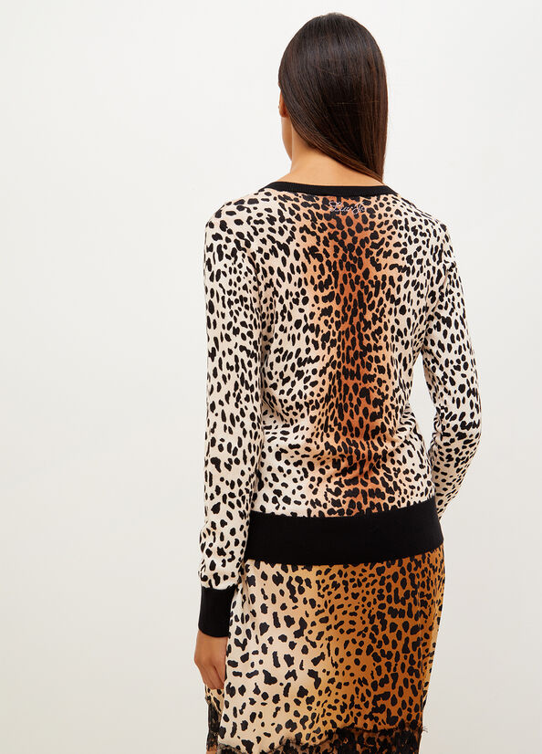 Liu Jo Animal Print Pullover Damen Schwarz | FNI-037126