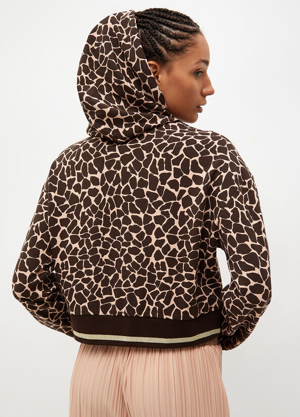 Liu Jo Animal-Print With Hood Sweatshirts Damen Braun | QLW-198625