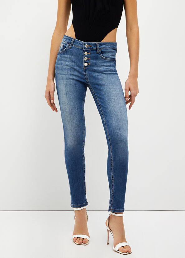 Liu Jo Bottom Up Röhrenjeans Damen Dunkelblau | AWY-713495