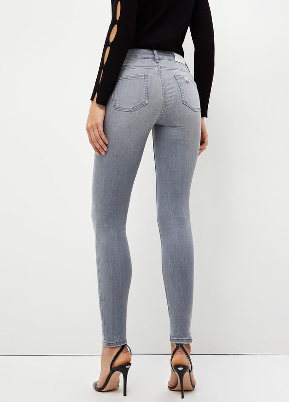 Liu Jo Bottom Up Röhrenjeans Damen Grau | PTJ-645081