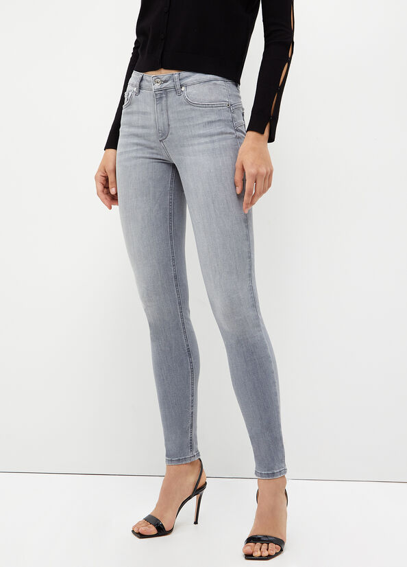 Liu Jo Bottom Up Röhrenjeans Damen Grau | PTJ-645081