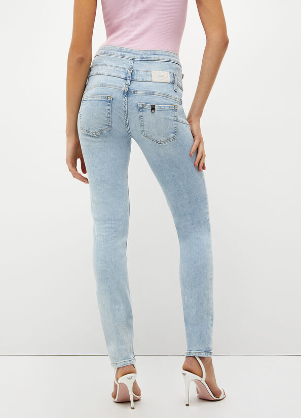 Liu Jo Bottom Up Röhrenjeans Damen Hellblau | XEO-490871