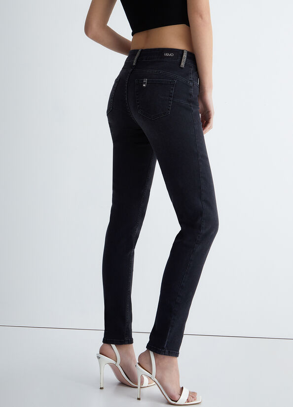 Liu Jo Bottom Up Röhrenjeans Damen Schwarz | PVQ-089327