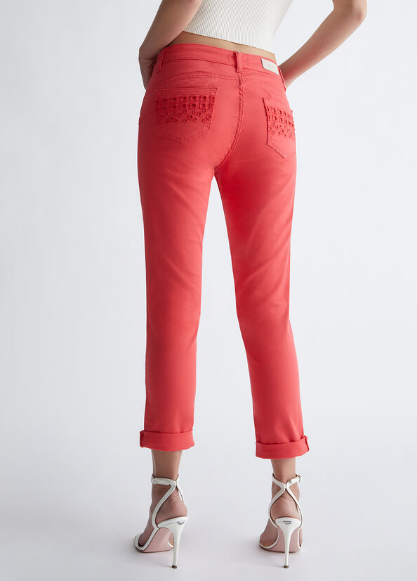 Liu Jo Bottom Up With Embroidery Hose Damen Rot | FVA-457698