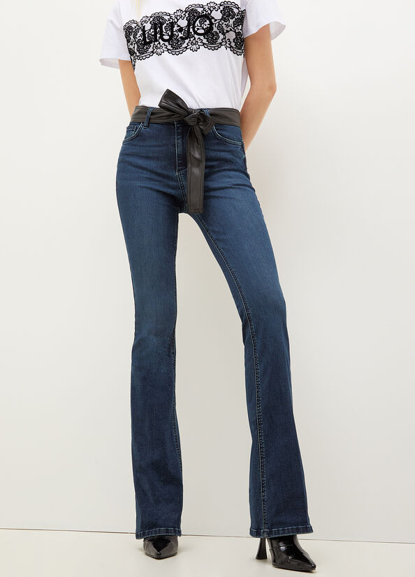 Liu Jo Bottom Up With Straight Jeans Damen Blau | PHV-401582