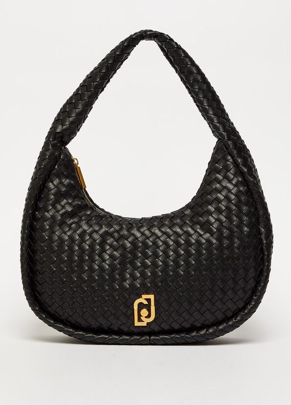 Liu Jo Braided With Logo Schultertaschen Damen Schwarz | ULA-702358