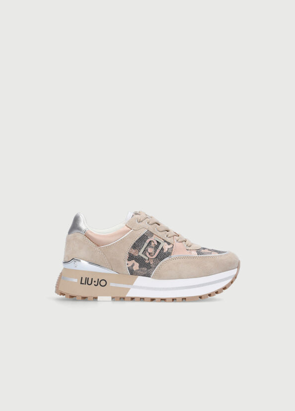 Liu Jo Camouflage Mesh Plattform Sneakers Damen Beige | UPD-269480