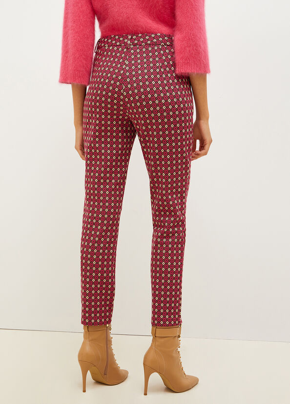 Liu Jo Chinos With Geometric Motif Hose Damen Rot | ETR-573096