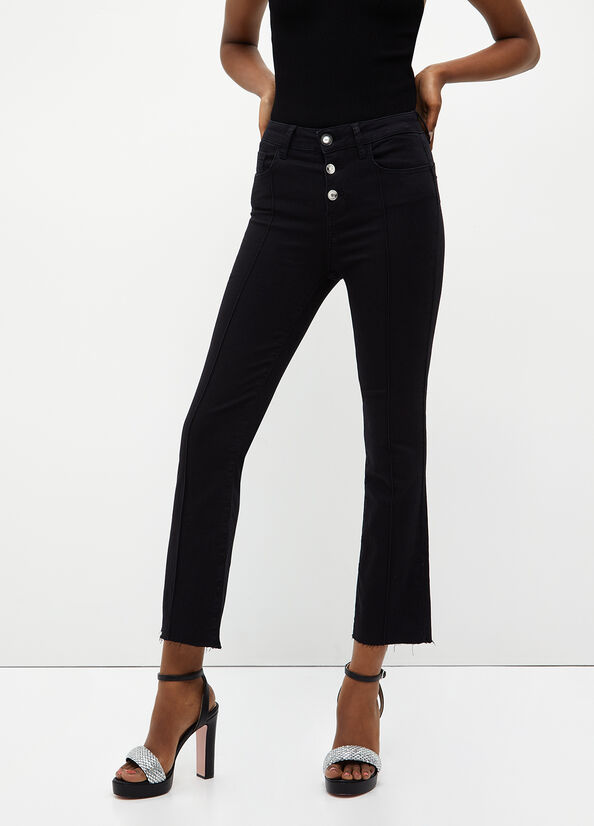 Liu Jo Cropped Bottom Up Röhrenjeans Damen Schwarz | YMI-910357