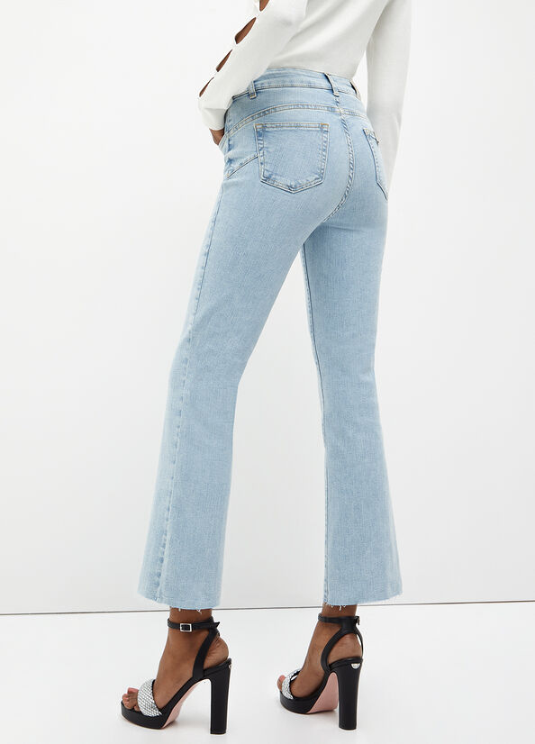 Liu Jo Cropped Bottom Up Straight Jeans Damen Hellblau | JNP-826749