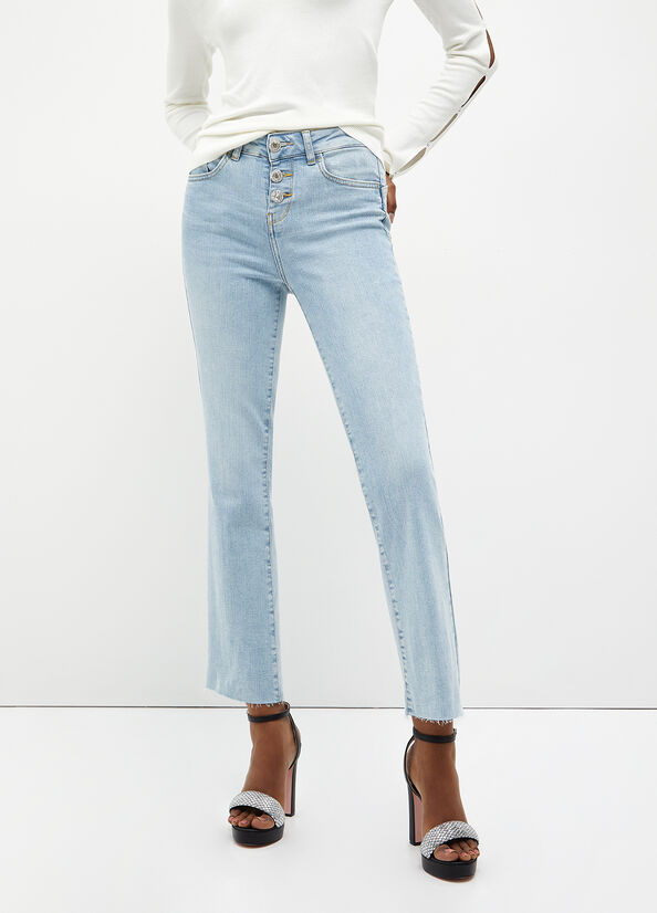 Liu Jo Cropped Bottom Up Straight Jeans Damen Hellblau | JNP-826749