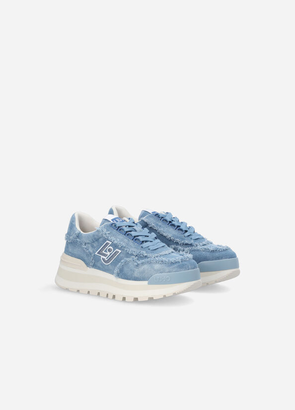 Liu Jo Denim Plattform Sneakers Damen Blau | UVG-436987