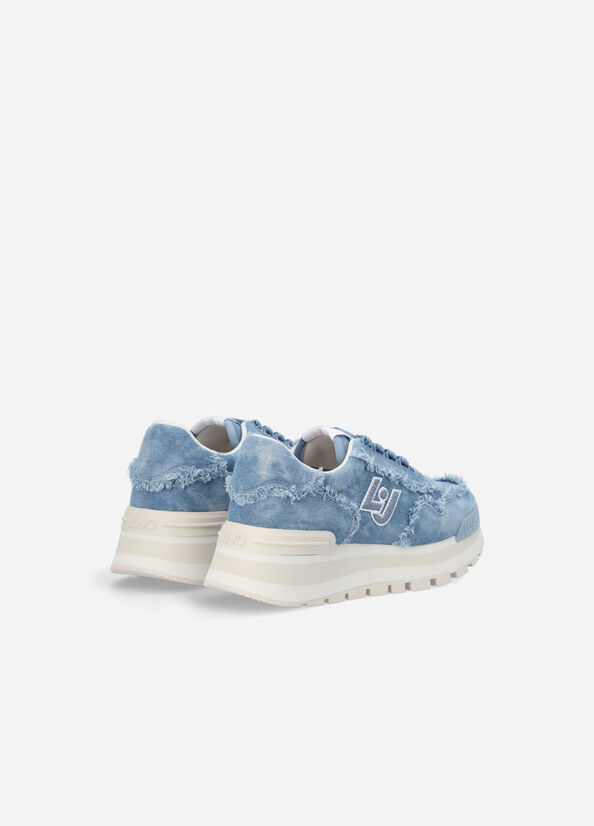 Liu Jo Denim Plattform Sneakers Damen Blau | UVG-436987