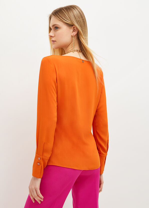 Liu Jo Eco-Friendly Georgette Blouse Hemd Damen Orange | EKN-182063