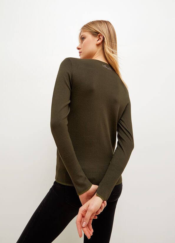 Liu Jo Eco-Friendly Lurex® Pullover Damen Grün | YVN-172469