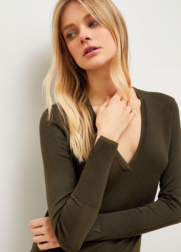 Liu Jo Eco-Friendly Lurex® Pullover Damen Grün | YVN-172469