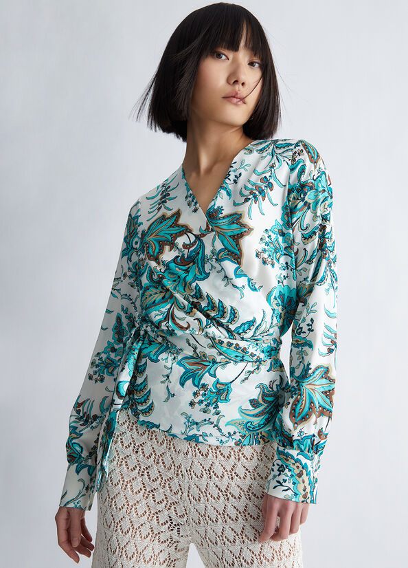 Liu Jo Eco-Friendly Paisley Blouse Hemd Damen Helltürkis | CIB-314280