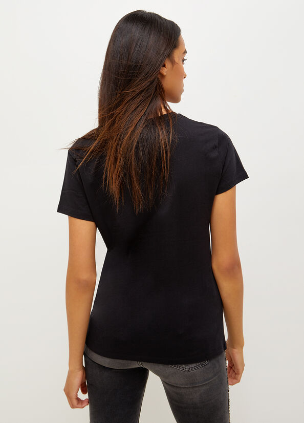 Liu Jo Eco-Friendly T-shirts Damen Schwarz | SEQ-786235