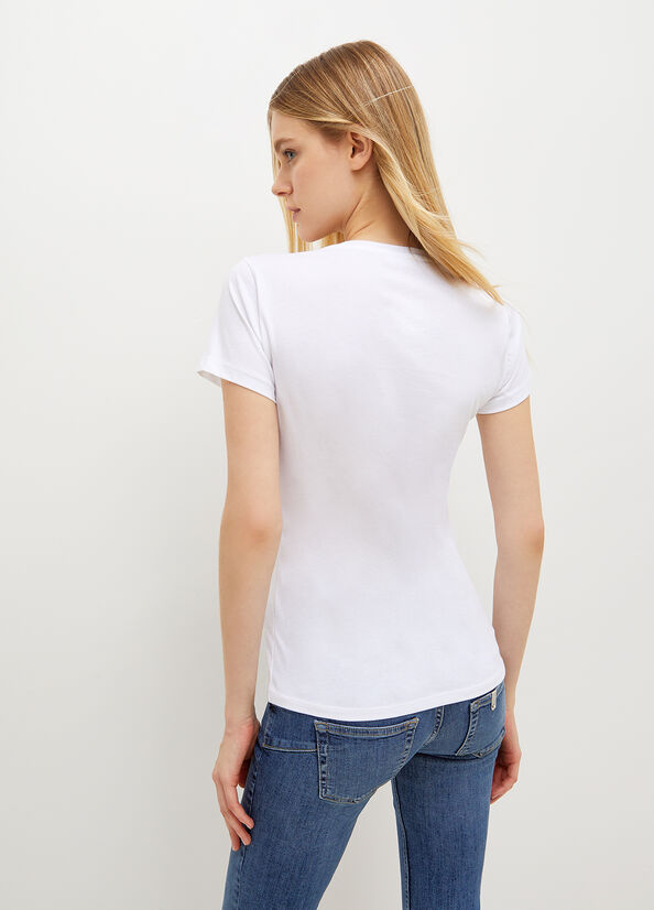 Liu Jo Eco-Friendly T-shirts Damen Weiß Schwarz | SZC-932548