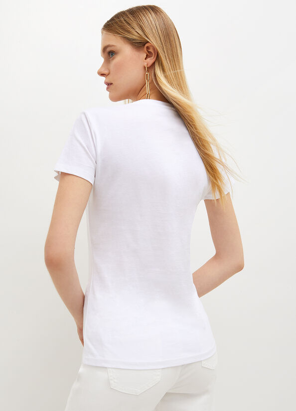 Liu Jo Eco-Friendly T-shirts Damen Weiß Rot | YHL-180354