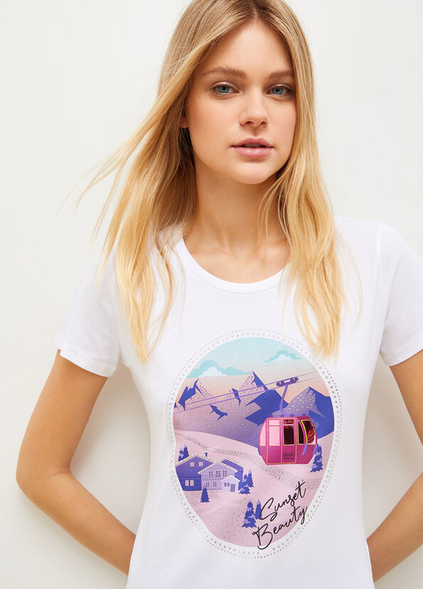 Liu Jo Eco-Friendly With Graphic Print T-shirts Damen Blau | TGN-653891