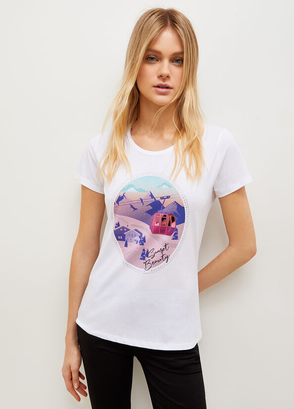 Liu Jo Eco-Friendly With Graphic Print T-shirts Damen Blau | TGN-653891