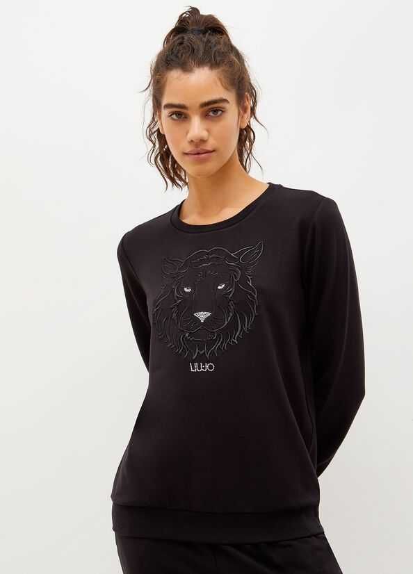 Liu Jo Eco-Friendly With Lion Sweatshirts Damen Schwarz | GLW-094321