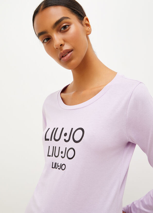 Liu Jo Eco-Friendly With Logo T-shirts Damen Lila | DRV-017649