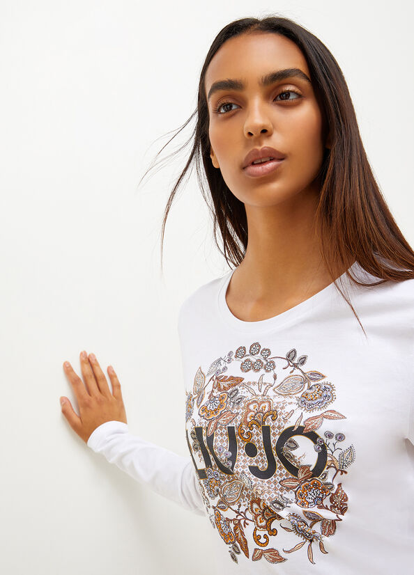 Liu Jo Eco-Friendly With Print T-shirts Damen Weiß | QBT-613094