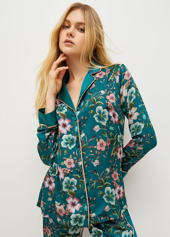 Liu Jo Floral Jacke Damen Grün | JXR-618395