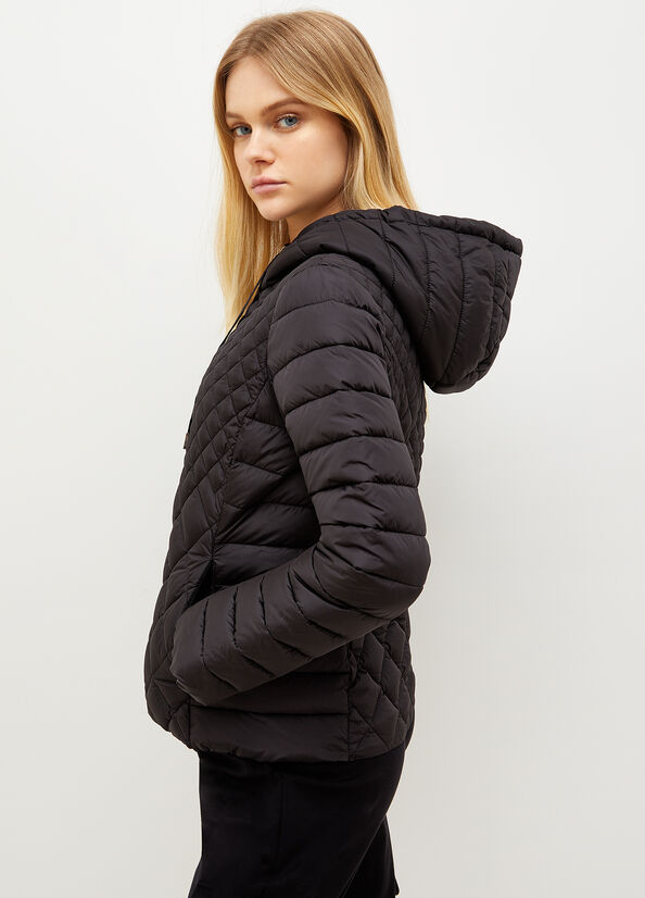 Liu Jo Gesteppt Down With Hood Mäntel Damen Schwarz | LXZ-350942