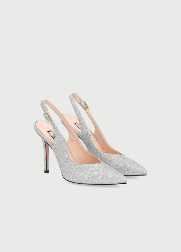 Liu Jo Laminated Slingback Stöckelschuhe Damen Silber | DIE-986524