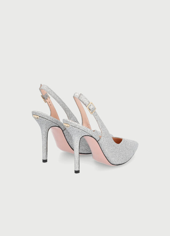 Liu Jo Laminated Slingback Stöckelschuhe Damen Silber | DIE-986524