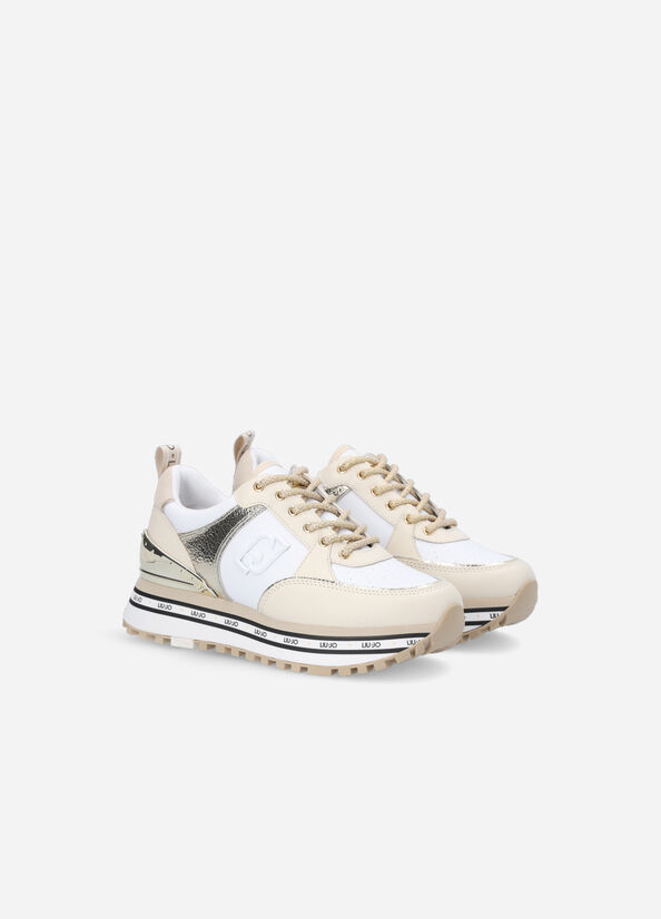 Liu Jo Leder And Crackle Sneakers Damen Gold | VFK-825347