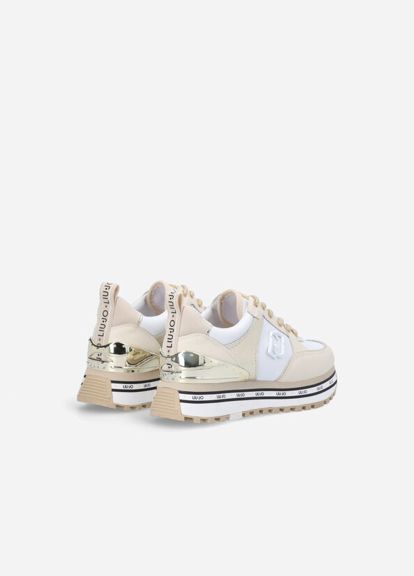 Liu Jo Leder And Crackle Sneakers Damen Gold | VFK-825347