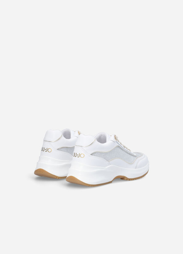 Liu Jo Leder And Gemstone Sneakers Damen Weiß | QAU-547629