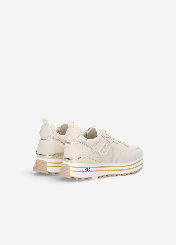 Liu Jo Leder Plattform Sneakers Damen Beige | IWX-073569