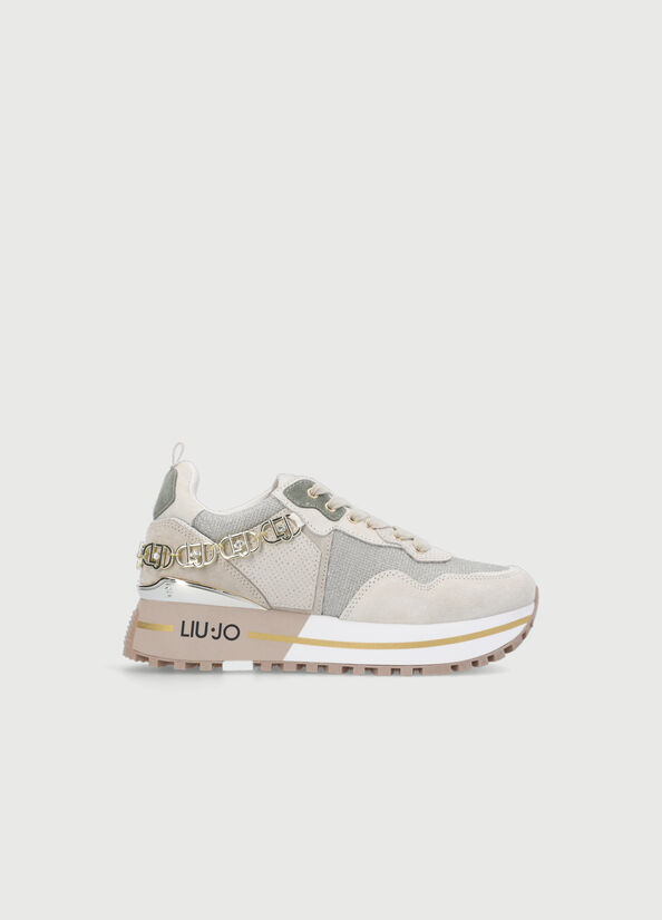 Liu Jo Leder Plattform Sneakers Damen Beige | PUF-734082