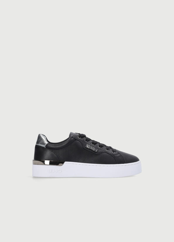 Liu Jo Leder Sneakers Damen Schwarz | XJN-806549