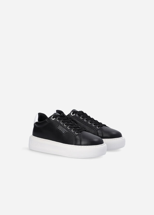 Liu Jo Leder Sneakers Damen Schwarz | ZOY-758201