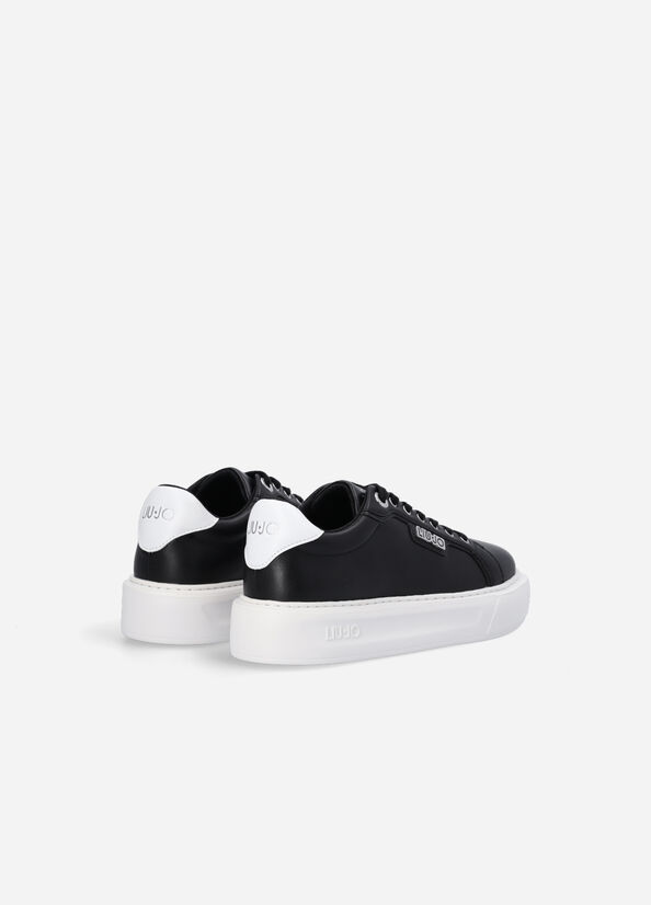 Liu Jo Leder Sneakers Damen Schwarz | ZOY-758201