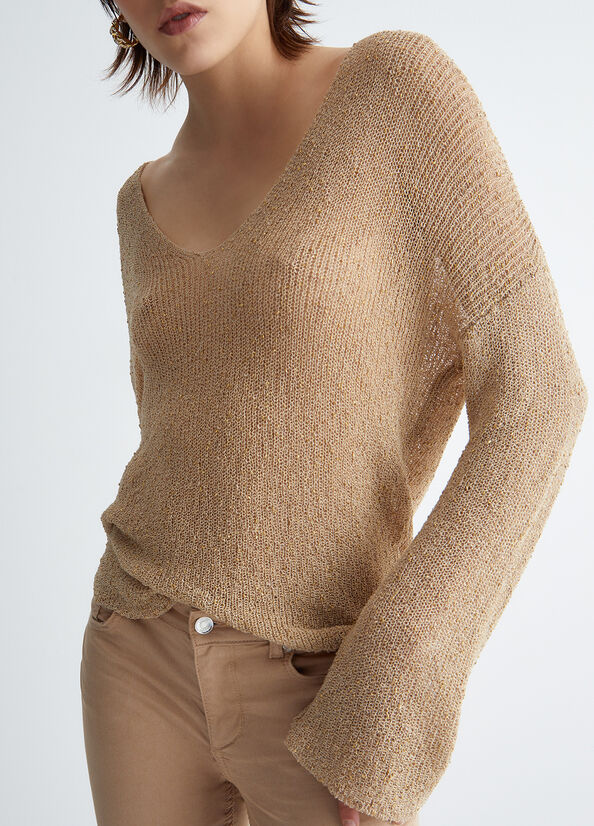 Liu Jo Lurex® Pullover Damen Beige | CXG-356021