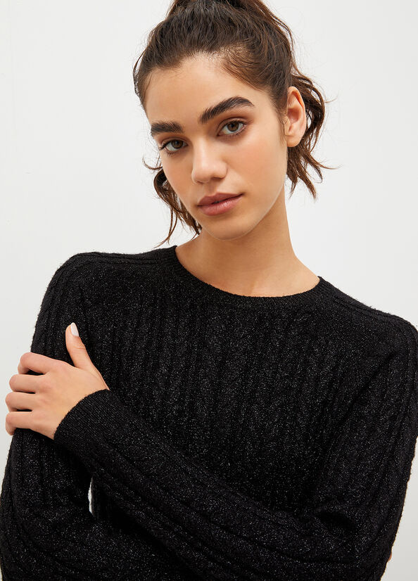 Liu Jo Lurex® Pullover Damen Schwarz | EUA-103752