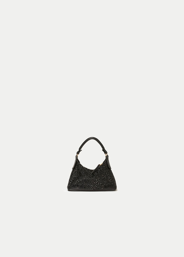 Liu Jo Micro Hobo With Gemstones crossbody taschen Damen Schwarz | LEO-031985