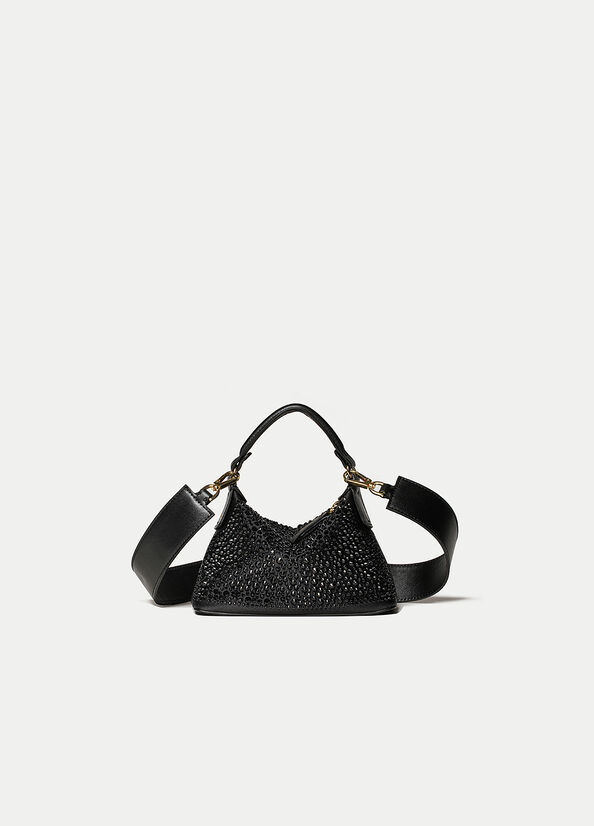 Liu Jo Mini Hobo With Gemstones crossbody taschen Damen Schwarz | VPC-451693