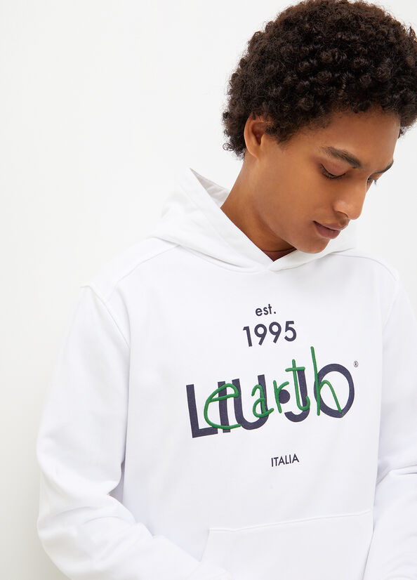 Liu Jo Mit Kapuze, Eco-Friendly Pullover Herren Weiß | VPN-958760