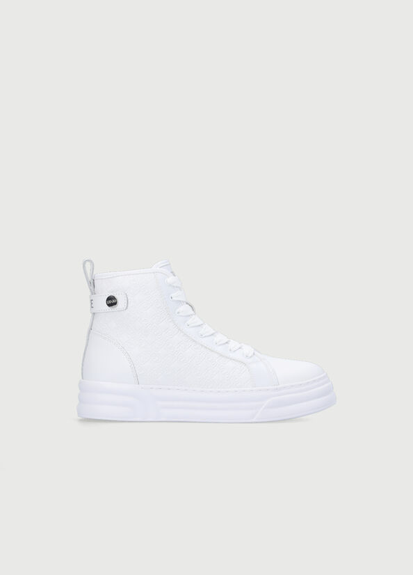 Liu Jo Monogram Leder Basketball Sneakers Damen Weiß | VCE-861075